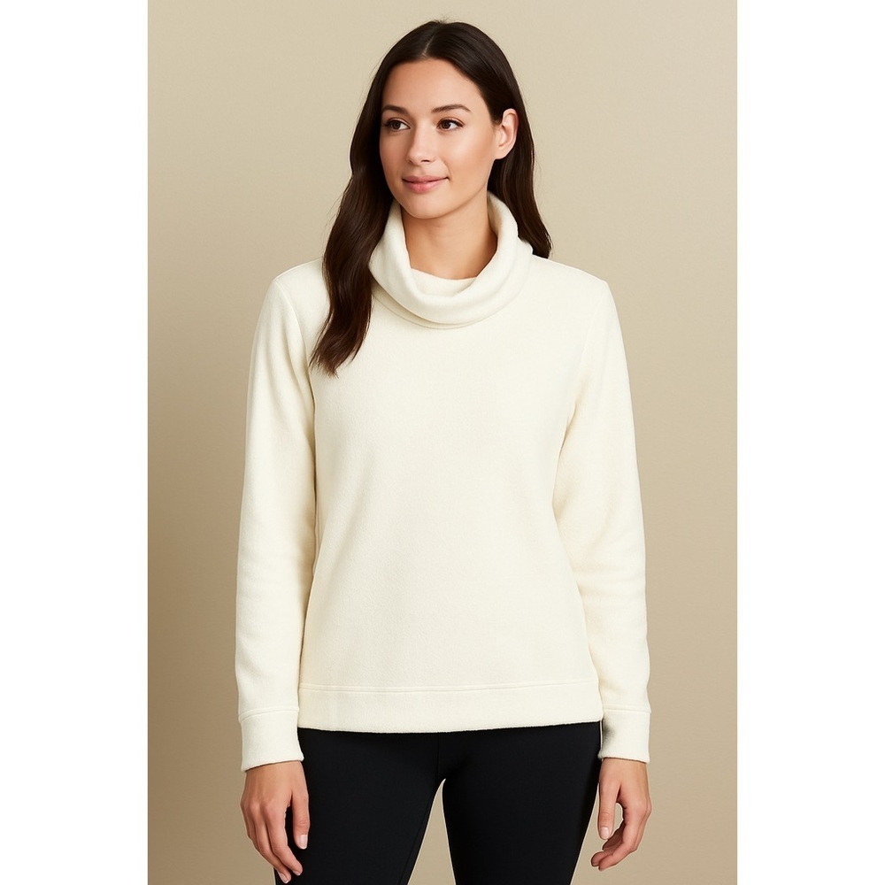 Athleta Double Cozy Karma Sea Salt Cozy Pullover Turtleneck Sweatshirt Tall